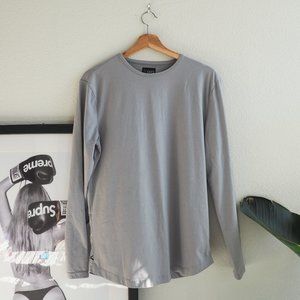 Cuts Curve Hem Men Henley Shirt Long Sleeve Gray Medium Size Medium PYCA Pro